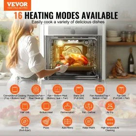 Enkelt vægovn 24 "elektrisk indbygget vægovn 16 fungerer 2.68 cu. Ft