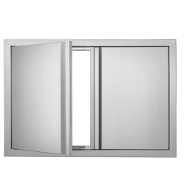 BBQ Access Door, 774x532 mm Double Outdoor Kitchen Door, Stainless Steel Flush Mount Door, Wall Vertical Door with Recessed