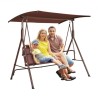 3-Person Patio Swing Chair, Outdoor Patio Swing with Adjustable Canopy, Porch Swing with Armrests, Teslin Fabric and Alloy