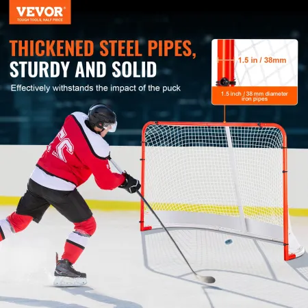 Street Hockey Net, Indoor Outdoor Steel Hockey Goal, Official Regulation Pro Hockey Training Goal Set, Portable Hockey Goal with