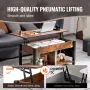 Lift Top Coffee Table, 41.7 in Rectangle Coffee Table with Extra Storage Pockets, Pop Up Coffee Table for Living Room, Brown