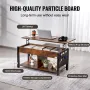 Løft top sofabord 41.7 "rektangel sofabord til stue brun