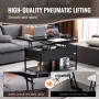 Løft top sofabord 39.4 "rektangel sofabord med lys & USB sort