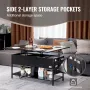 Løft top sofabord 39.4 "rektangel sofabord med lys & USB sort