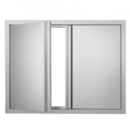 BBQ Access Door, 787x609 mm Double Outdoor Kitchen Door, Stainless Steel Flush Mount Door, Wall Vertical Door with Recessed