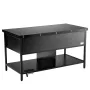 Lift Top Coffee Table, 39.4 in Rectangle Coffee Table with Extra Storage Pockets, Flipable Coffee Table with Power Strip & USB &