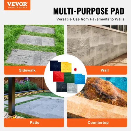 Concrete Stamps Mat, 24 x 24 in, 7 pcsConcrete Texturing Skin Polyurethane Stamp Stone Tile Texture Mat, Slate floor Imprint Sea