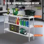 Stainless Steel Food Prep Table Commercial Kitchen Work Table 35.6x152.4 cm