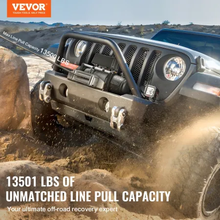 Electric Winch Truck 6123.5 kg Steel Cable IP65 Waterproof Remote Control