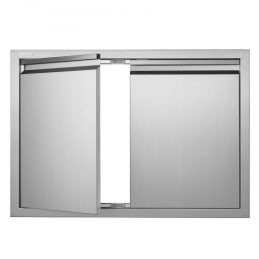 BBQ Access Door, 762x532 mm Double Outdoor Kitchen Door, Stainless Steel Flush Mount Door, Wall Vertical Door with Recessed