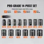 3/8" Drive Impact Socket Set, 14 Piece Shallow Socket Set Metric 7-20mm, 6 Point Cr-Mo Alloy Steel for Auto Repair, Easy-to-Read
