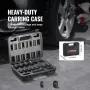 3/8" Drive Impact Socket Set, 14 Piece Shallow Socket Set Metric 7-20mm, 6 Point Cr-Mo Alloy Steel for Auto Repair, Easy-to-Read