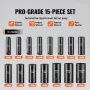 3/8" Drive Impact Socket Set, 15 Piece Deep Socket Set Metric 8-22mm, 6 Point Cr-Mo Alloy Steel for Auto Repair, Easy-to-Read Si