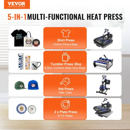 8 I 1 Heat Press Machine 15x15 i 30 oz tumbler Press T-shirts