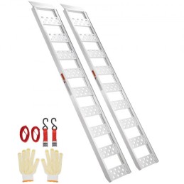 Aluminum Ramps, 1250lbs, Straight Ramp with Treads and Load Straps, Portable Loading Ramp for Motorcycles, ATVs, Trucks, Lawn