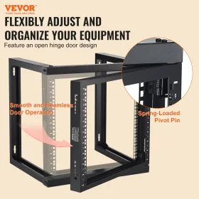 9U Wall Mount Rack 150 lbs/68,04 kg Open Frame Server Network