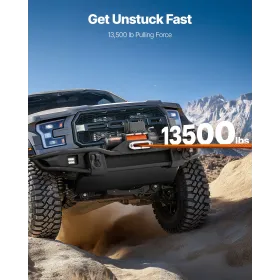 Electric Winch Truck 13,500 lb Synthetic Rope Waterproof Remote Control