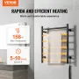 6 Bars Towel Warmer Rack, Wall Mounted Heated Towel Rack for Bathroom, IPX5 Waterpoof Towel Heater Rack with Timer & LED Display