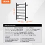 6 Bars Towel Warmer Rack, Wall Mounted Heated Towel Rack for Bathroom, IPX5 Waterpoof Towel Heater Rack with Timer & LED Display