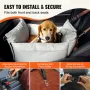 Dog Car Seat, Waterproof Dog Booster Seat for Car with Side Handles and A Storage Pocket, Clip-On Safety Leash and PP Cotton Fil