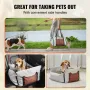 Dog Car Seat, Waterproof Dog Booster Seat for Car with Side Handles and A Storage Pocket, Clip-On Safety Leash and PP Cotton Fil