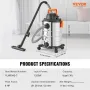 Våd/ tør butik vakuum vac 30l 6 peak hp m/ dysen rustfrit stål