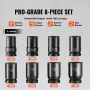 Impact Sockets Set 8pcs 6-Point 2.5 cm Drive Bit Ratchet Tool Kit Case