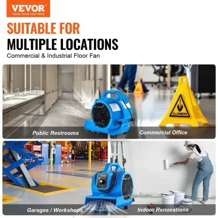 Floor Blower, 1360 RPM 600 CFM, Air Mover for Drying and Cooling, Portable Carpet Dryer Fan with 4 Blowing Angles,3-Speeds Adjus