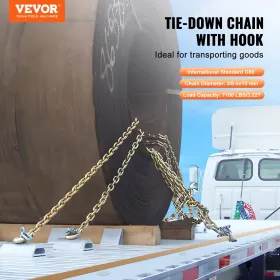 Binder Chain G80 Tie Down Tow Chain with Two Hooks 3/8" x 10.3' 7100 lbs