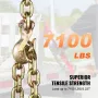 G80 Transport Binder Chain, 3/8" x 10.3' Tow Chain with Clevis Grab Hooks, 7100 lbs Safe Working Load, Heavy Duty Trailer Loggin