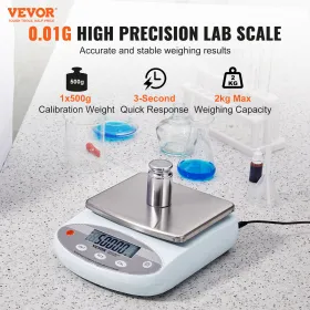 Analytical Balance Lab Scale 2000g x 0.01g 13 Units Conversion Electronic