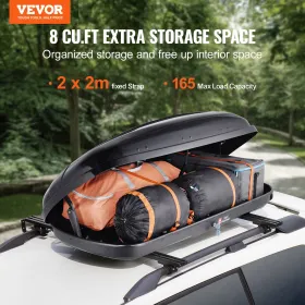Rooftop Cargo Carrier 8 Cubic Feet Luggage Storage Box ABS for SUVs Cars