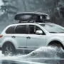 Rooftop Cargo Carrier, 8 Cubic Feet Roof Cargo Box, ABS Hard Shell Roof Box, with Dual-Sided Opening and 2 Reinforced Straps, Ae