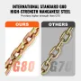 G80 Transport Binder Chain, 5/16" x 14.2' Tow Chain with Clevis Grab Hooks, 4900 lbs Safe Working Load, Heavy Duty Trailer Loggi