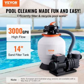 Pool sandfilterpumpe over jorden, 14 tommer sandfilter tank, 13000 l/h strømning, 0,75 hk 450W Power Pool Pump System og Filter