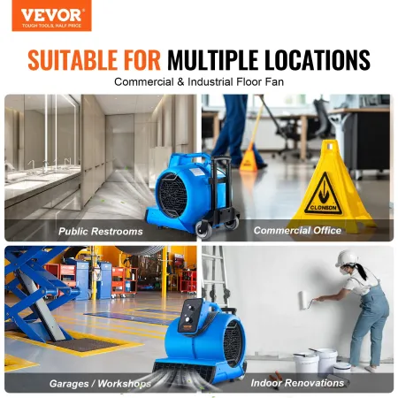 Floor Blower, 1400 RPM 4000 CFM, Air Mover for Drying and Cooling, Portable Carpet Dryer Fan with 3 Blowing Angles, Timer, 3-Spe
