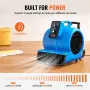 Gulvblæser 1400 o / min 4000 CFM Air Mover med 3 blæservinkler