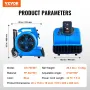 Floor Blower, 1400 RPM 4000 CFM, Air Mover for Drying and Cooling, Portable Carpet Dryer Fan with 3 Blowing Angles, Timer, 3-Spe