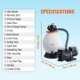 Sand Filter Pump for Above Ground Pools, 400 mm/16-inch, 18,000 L/H, 850W Swimming Pool Pumps System & Filters Combo Set with 6-