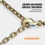 G80 Transport Binder Chain, 3/8" x 2.9' 2-Pack Tow Chain with Clevis Snap Hook, 7100 lbs Safe Working Load, Heavy Duty Logging C
