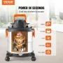 Wet/Dry Shop Vacuum, 20L 6 Peak HP, Stainless Steel Shop Vac with Efficient Suction & Blower, Nozzle, Casters, Portable Shop Vac