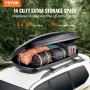 Rooftop Cargo Carrier, 14 Cubic Feet Roof Cargo Box, ABS Hard Shell Roof Box, with Dual-Sided Opening and 2 Reinforced Straps, A
