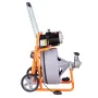 Drain Cleaner Machine 100FT x 1/2 Inch, Auto Feed Sewer Snake Drain Auger on Wheels, Portable Drain Cleaning Machine with 8 Cutt