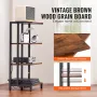 4-Tier AV Media Stand, Corner TV Stand, Height Adjustable Wooden Shelves for DVD Players/Cable Boxes/Games Consoles, Brown