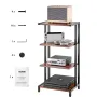 4-Tier AV Media Stand, Corner TV Stand, Height Adjustable Wooden Shelves for DVD Players/Cable Boxes/Games Consoles, Brown