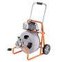 Drain Cleaner Machine 75FT x 1/2 Inch, Auto Feed Sewer Snake Drain Auger on Wheels, Portable Drain Cleaning Machine with 8 Cutte