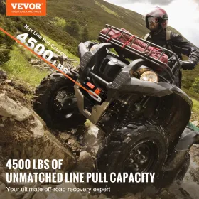 Elektrisk vinsch ATV UTV 4500 lb Syntetisk reb Vandtæt fjernbetjening