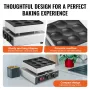 Dutch Pancake Maker, 9PCS 76mm Diameter Dorayaki Baker Machine, 850W Commercial Electric Poffertjes Grill, Non-stick Stainless S