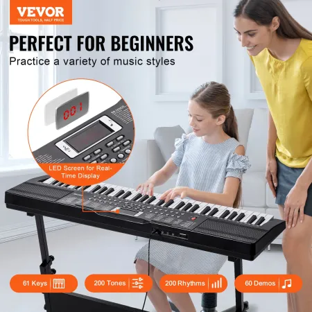 61 Key Digital Keyboard Piano Electric Portable 200 toner 200