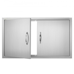 BBQ Access Door, 915x533 mm Double Outdoor Kitchen Door, Stainless Steel Flush Mount Door, Wall Vertical Door with Handles, for